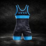 Blue Valor USA wrestling singlet back view patriotic freestyle Greco competition gear