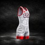 Woodsy Red elite wrestling singlet side profile by Supreme Singlets