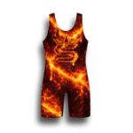 Inferno wrestling singlet front view lava fire design Supreme Singlets