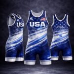 cool usa wrestling singlet blue